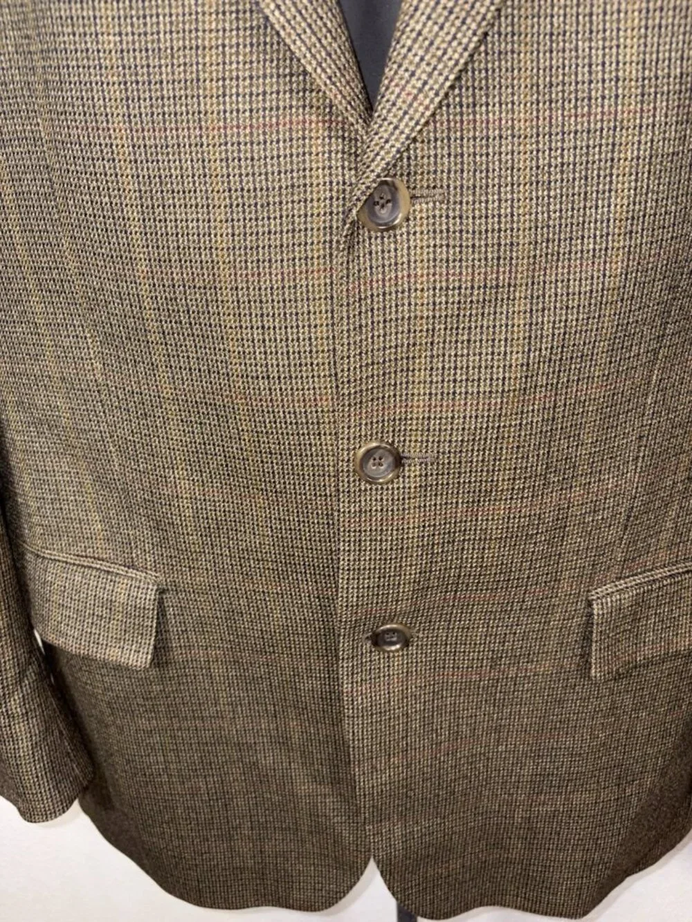 Izod Woolmark Hounds Tooth 100% Wool Blazer Sport Coat Men 43 Regular